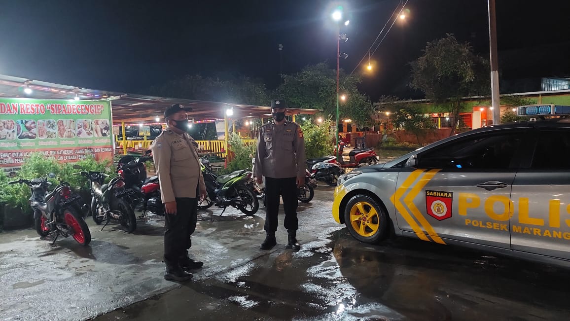 Menjaga Harkamtibmas Dimalam Minggu, Kapolsek Ma’rang Polres Pangkep Rutin Lakukan Operasi Cipta Kondisi