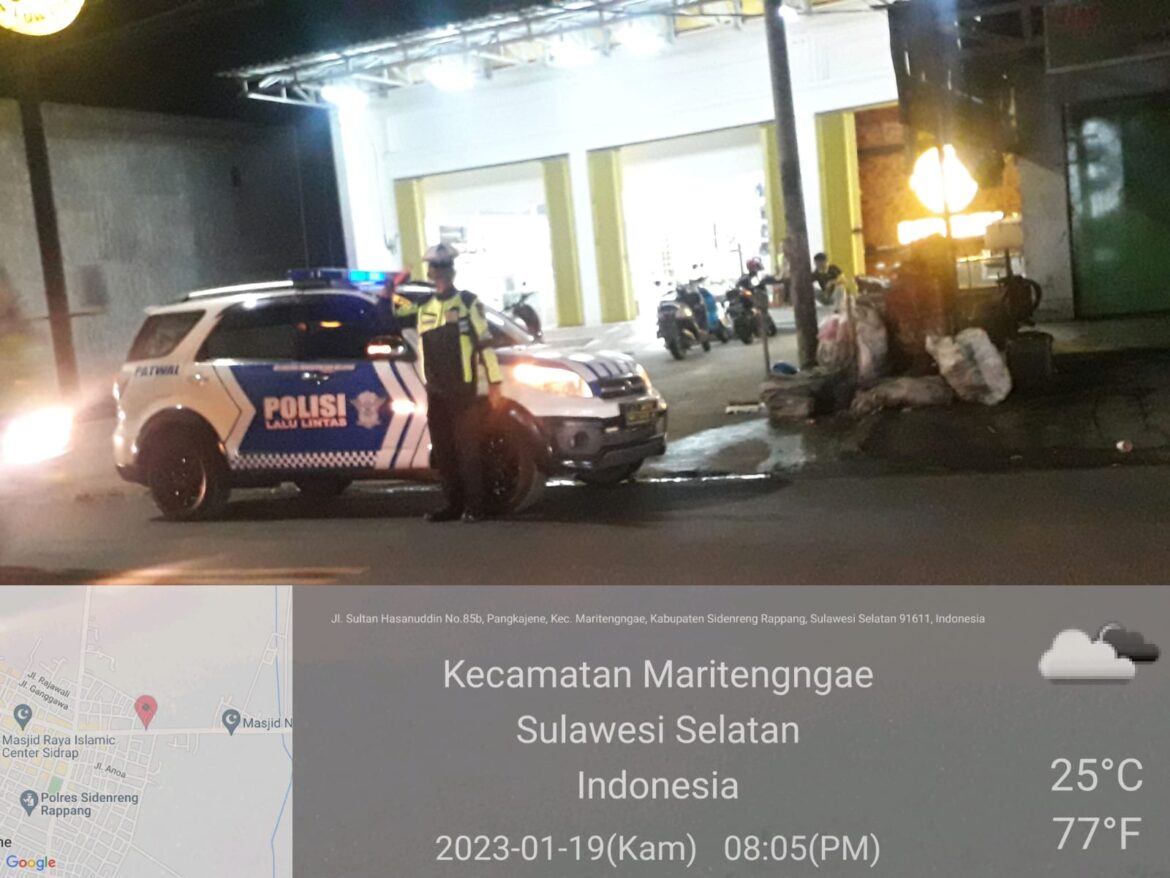 Tindak Lanjut Program Kapolres, Unit Turjawali Sat Lantas Polres Sidrap Laksanakan Patroli Blue Light