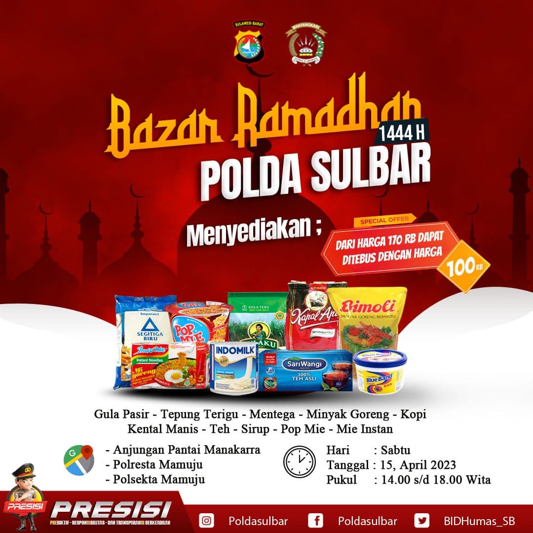 Jelang Idul Fitri 1444 H Polda Sulbar selenggarakan Bazar Murah 