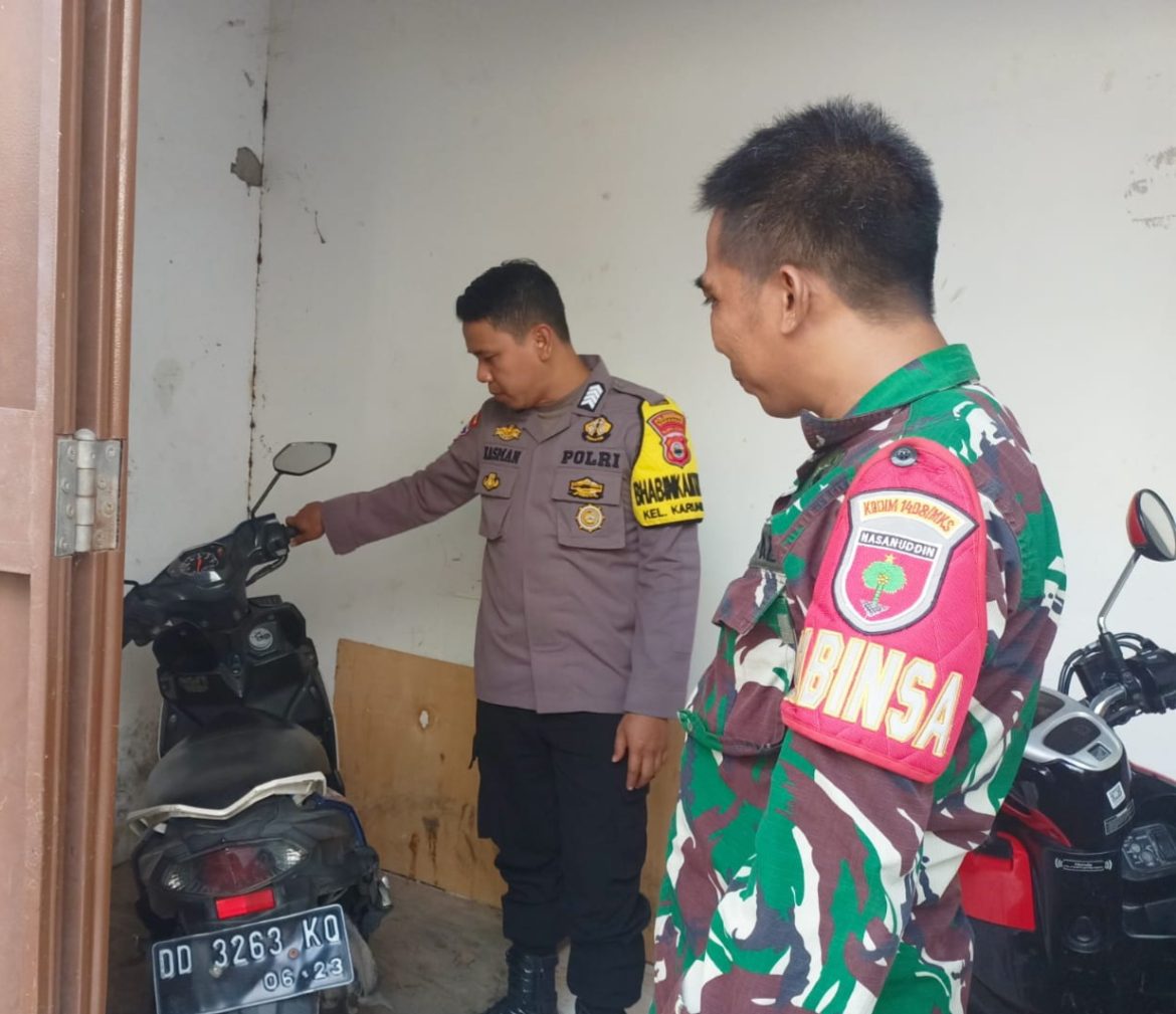 “Kompak” Aparat Polsek Rappocini dan Babinsa Cepat Datangi TKP Pencurian Knalpot Motor