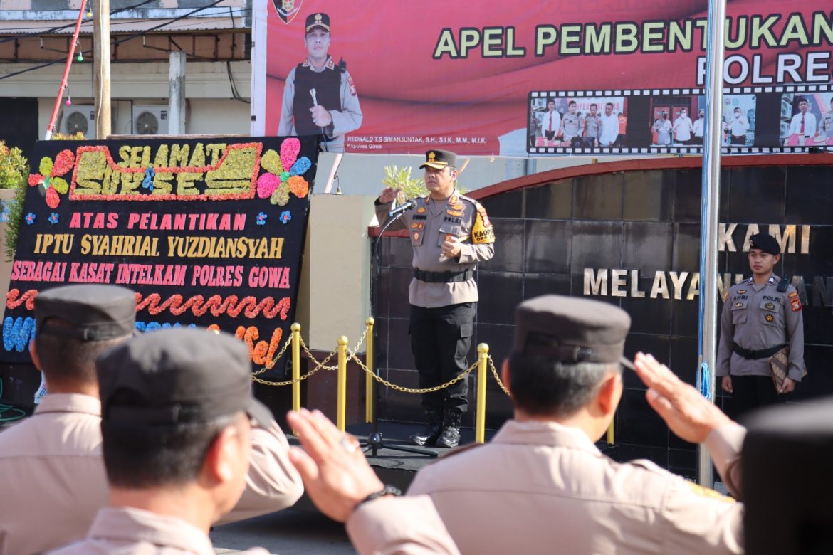 Polres Gowa Gelar Upacara Penyerahan Jabatan dan Serah Terima Pejabat Utama dan Kapolsek