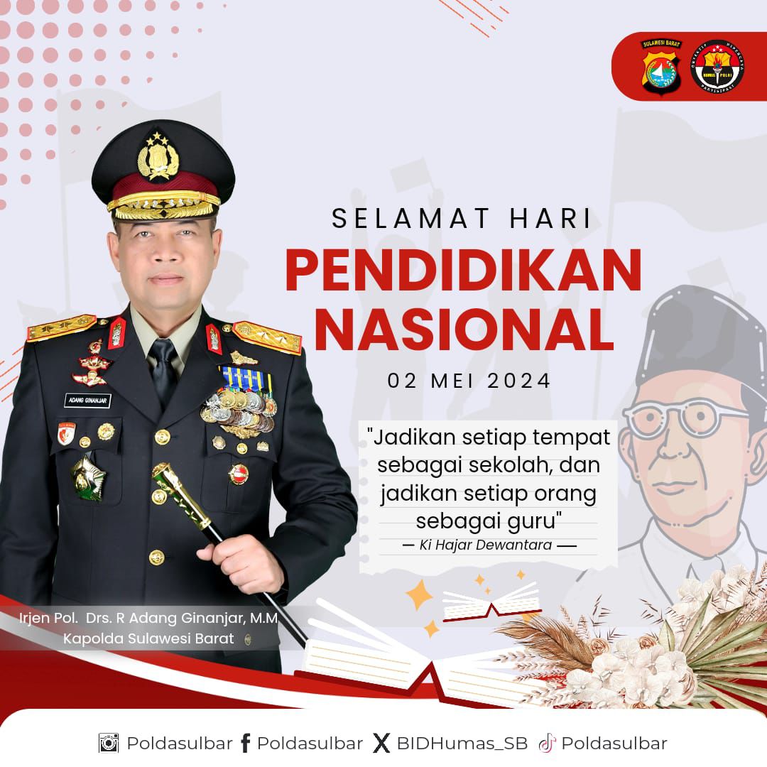 Kapolda Sulbar Irjen Pol Adang Ginanjar Ucapkan Selamat Hari Pendidikan Nasional