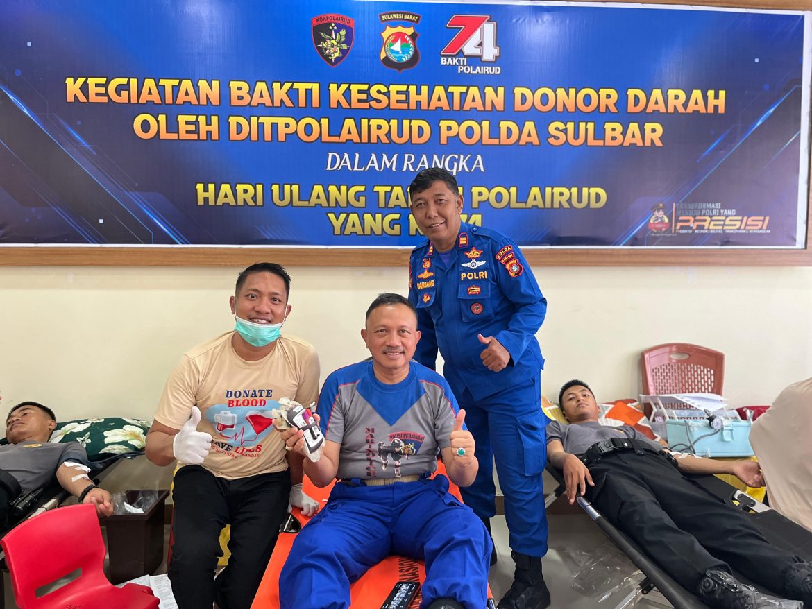 Ditpolairud Polda Sulbar Gelar Aksi Donor Darah Memperingati HUT Polairud Ke-74