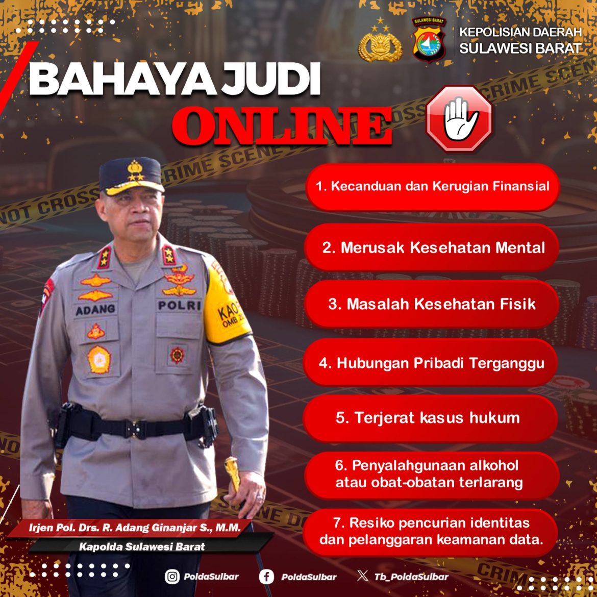 Kapolda Sulbar Sampaikan 7 Poin Penting Bahaya Judi Online!